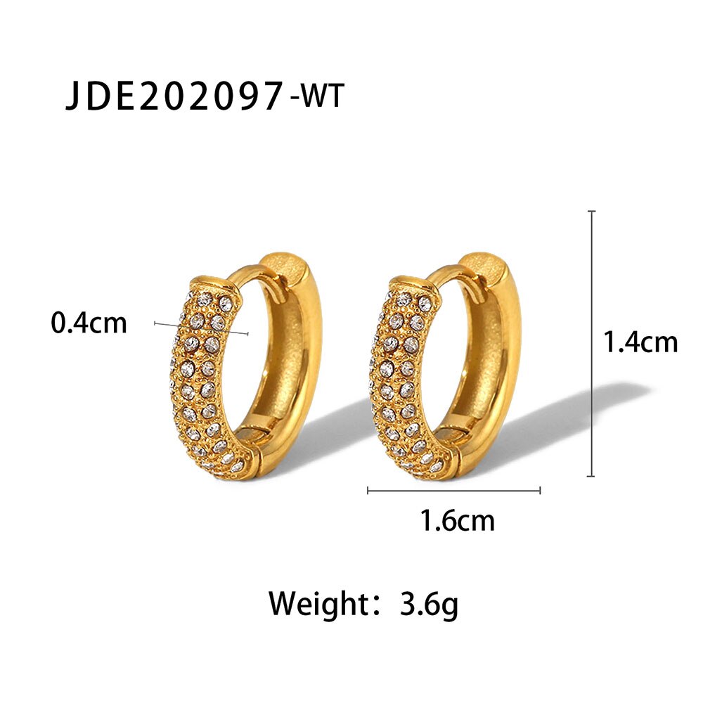 Interlock Chunky Dangle CZ Earrings Non Tarnish Bling 18K Gold Stainless steel Waterproof Unusual Earrings Gift Female