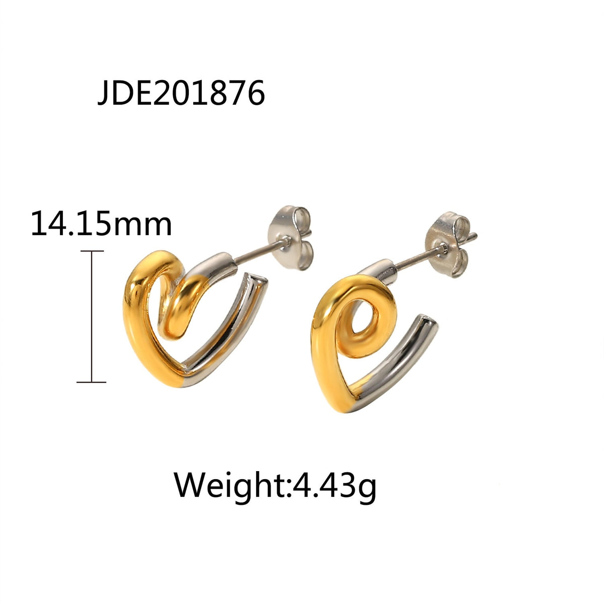 Geometrische Edelstahl-Doppelschicht-Creolen in CC-Form, 18 Karat PVD-vergoldet, gedrehter Herz-Ohrring-Schmuck