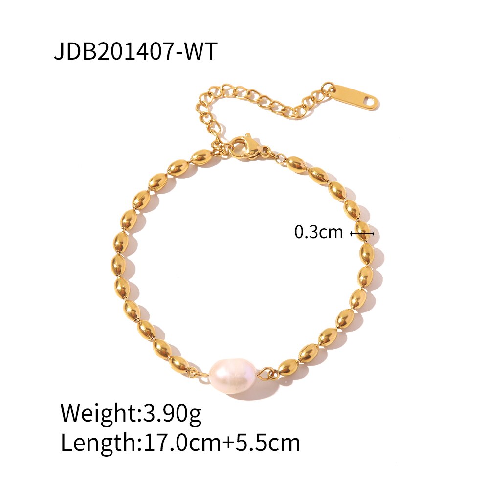 Vintage Edelstahl Perlenkette 18K vergoldet Perlenkette Einzelperlen Anhänger Armband Halskette