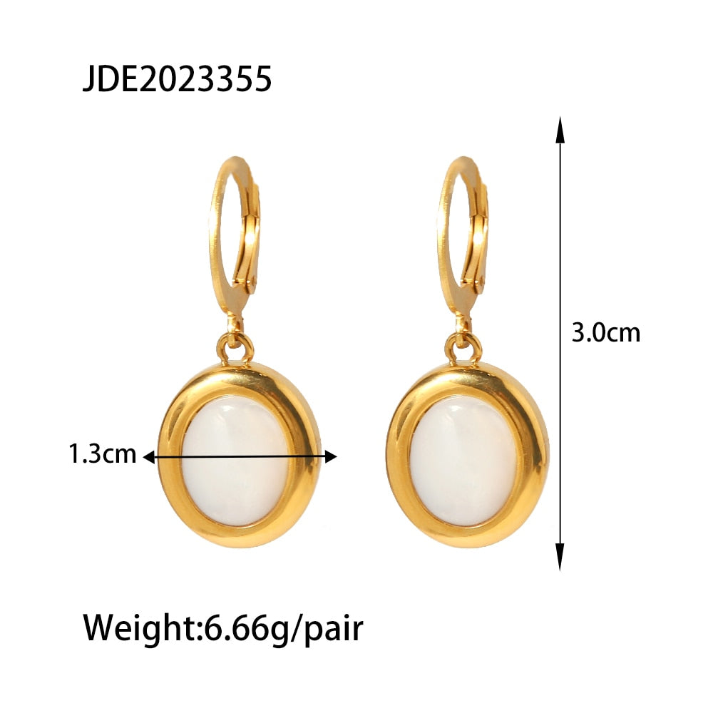 Refinement 18K PVD gold plated Signet Ring Bracelet  Necklaces Jewelry set With Mother-of-Pearl Women jewelry Anillos