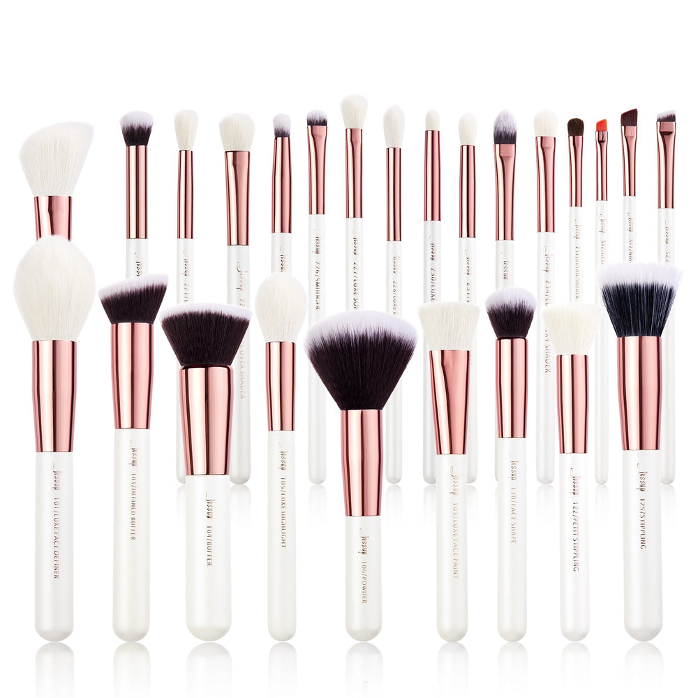 Professional Makeup brushes set ,6- 25pcs Makeup brush Natural Synthetic Foundation Powder Highlighter Pearl White