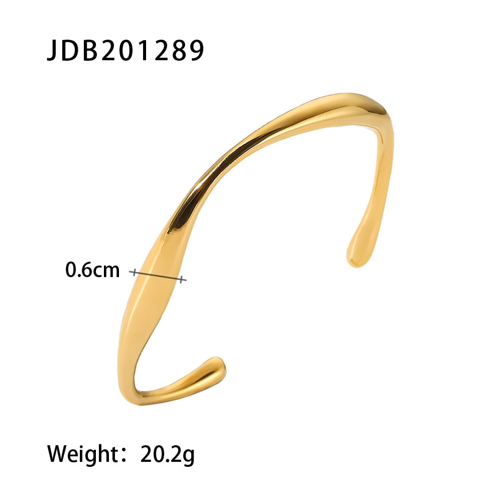 Classic 18k Gold Plated Stainless Steel Irregular Bangles Stainless Steel Wrist Jewelry Women