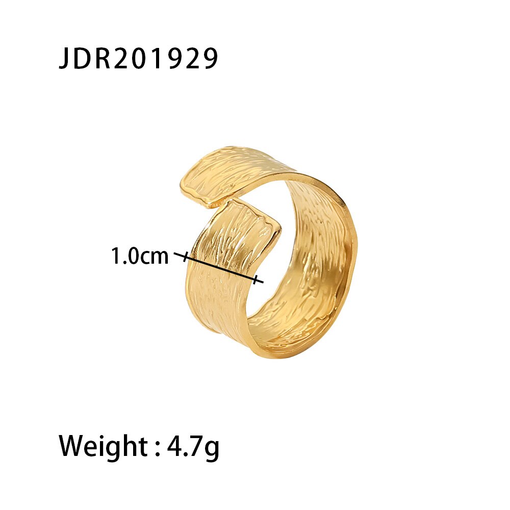 18K Gold Plated Adjustable Stainless Steel Ring Wrinkles Fashion Jewelry Finger Rings For Women Anillos