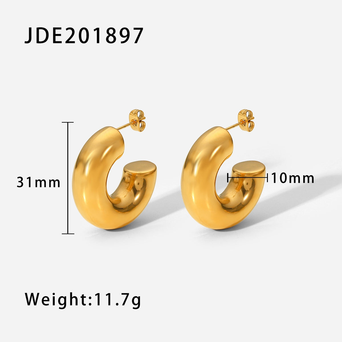 Classic Stainless Steel Chunky Hoop Earrings Jewelry For Women 18K Gold Plated Huggie Chunky Statement Earrings