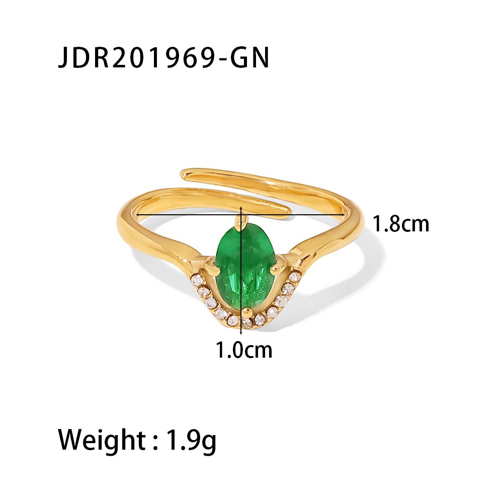 Minimalist 18k Gold Jewelry CZ Open Finger Ring Geometric Stainless Steel Paved Zircon Open Ring for Girls anillos mujer