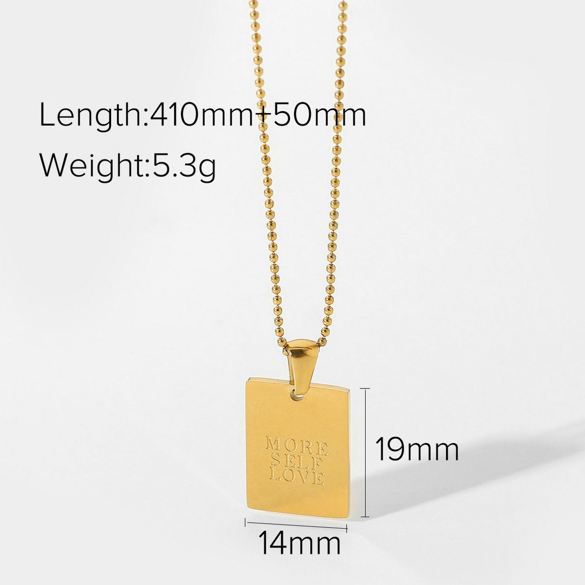 Stainless Steel Inspirational Necklace Gold Plated Engraved Square Dainty Pendant Letters Chain Necklace Jewelry