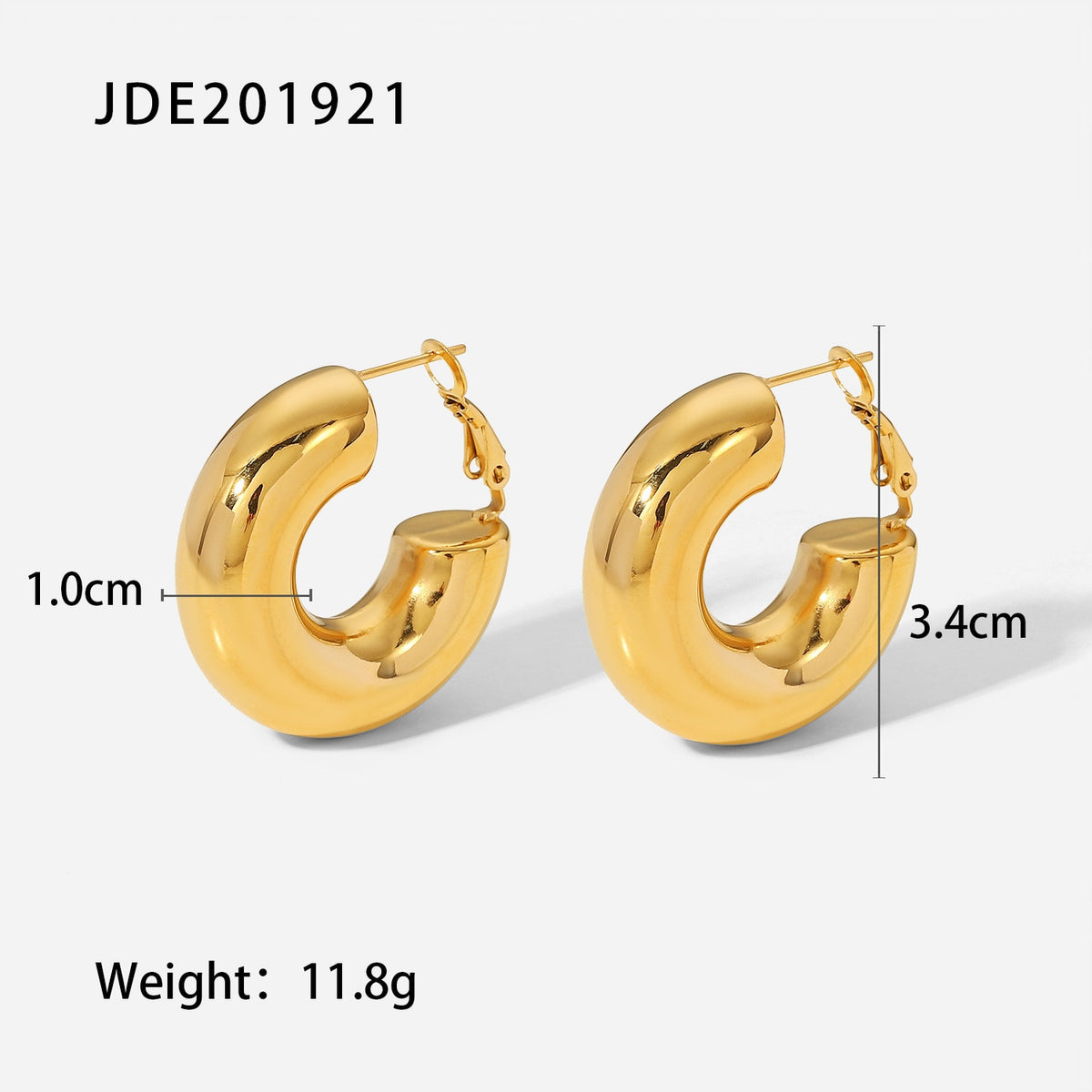 18k Gold Plated Stainless Steel Pendant Hoop Party Jewelry Accessories CC Shaped Huggie Earrings for Women