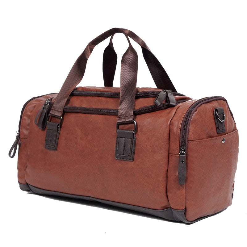 Men Quality Leather Travel Bags Carry on Luggage Bag Men Duffel Bags Handbag Casual Traveling Tote Large Weekend Bag