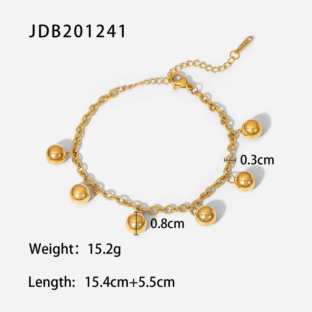 Trendy 18k Gold Plated Stainless Steel Bracelets Jewelry Waterproof Mulit Round Ball Bracelet for Women