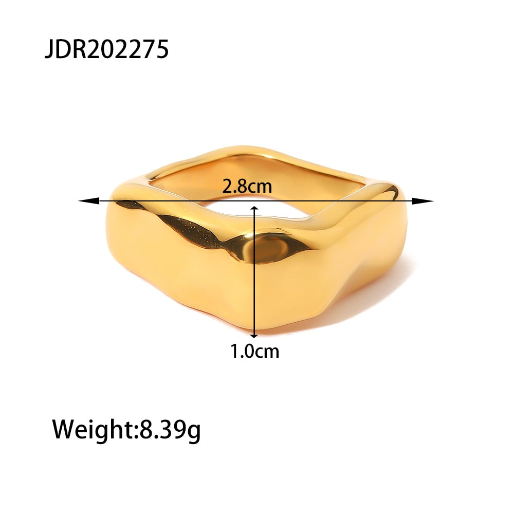 Stylish Stainless Steel Texture Ring Occident Simple 18k Gold Plated Finger for Women Jewelry bagues acier inoxidable fem
