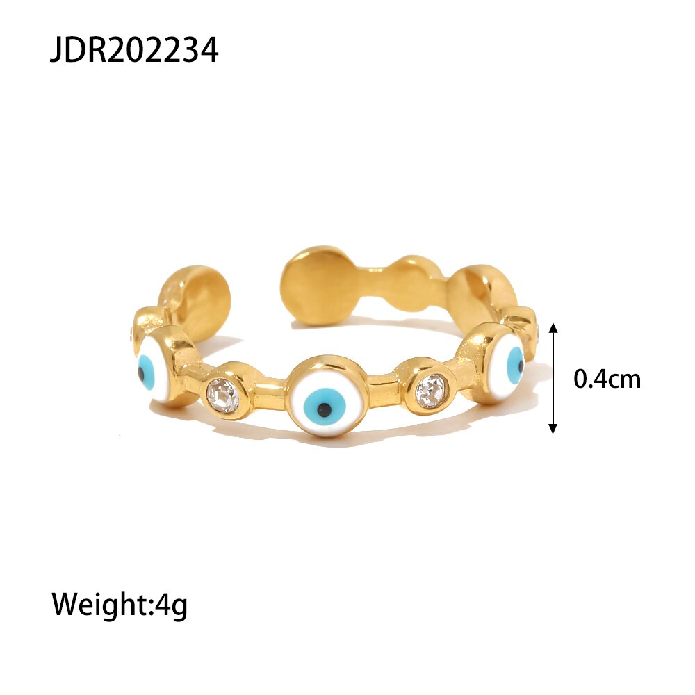 Evil Eye Offener Ring, 18 Karat PVD-vergoldet, wasserdicht, für Damen, Bijoux Femme, Accessoires, Geschenk