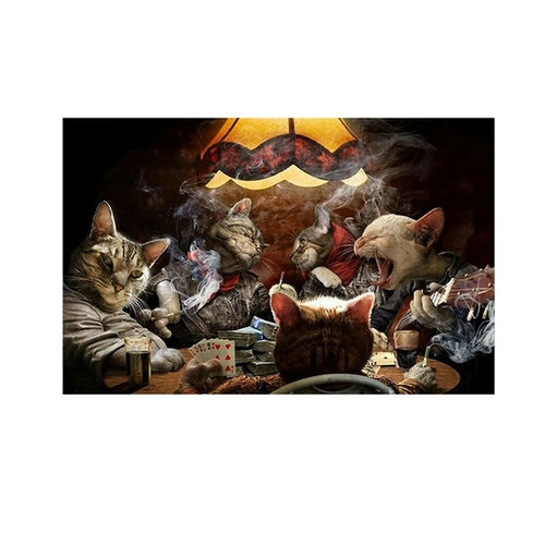 Animal Artwork Canvas Art Painting Cats Game Posters and Prints Wall