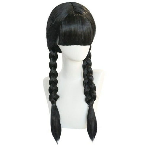 Synthetic Wednesday Addams Cosplay Wig Movie The Addams Family