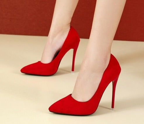 12cm Super High Stiletto Heels Pumps Women Office Flock