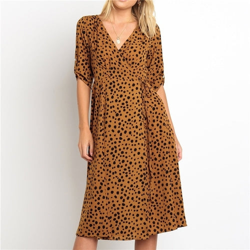 Leopard Print Casual Dress Women