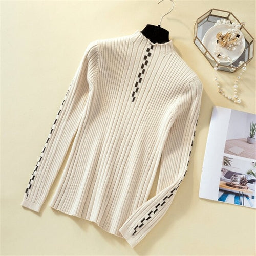 Geometric Print Sweater Women Korean Style