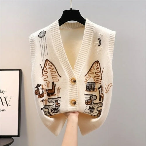Sweater Knitted Vest For Women Clothing Oversize