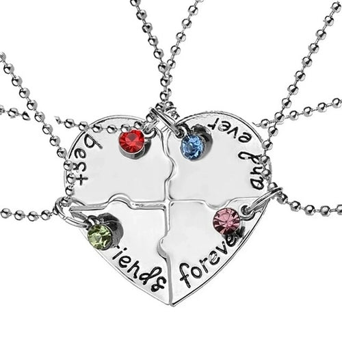 Best Friend 4 Piece Set Necklace Bff Necklace Female Love Friendship