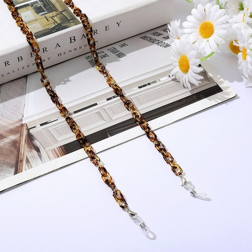 Bohemia Amber Acrylic Glasses Chain Women Leopard Resin Largand Chain