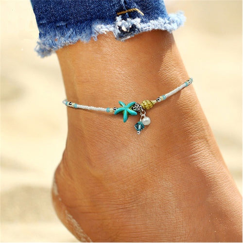 Bohemian Gold Butterfly Anklets For Women Fashion Siilver Color Beads