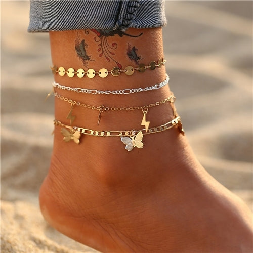 Butterfly Anklet Ankle Bracelets Jewelry | Gold Butterfly Ankle