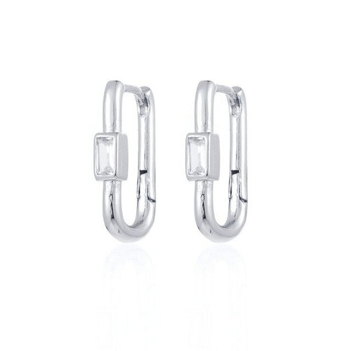 Crystal Huggie Silver Earrings | Womens Crystal Huggie Earrings
