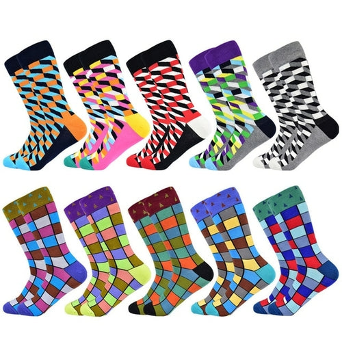 Brand Men's Socks Set New 10 Color High Quality Cotton Socks Happy