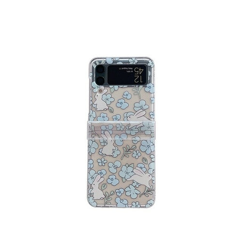 Cartoon Flower Rabbit Transparent Phone Case for Samsung Galaxy Z Flip