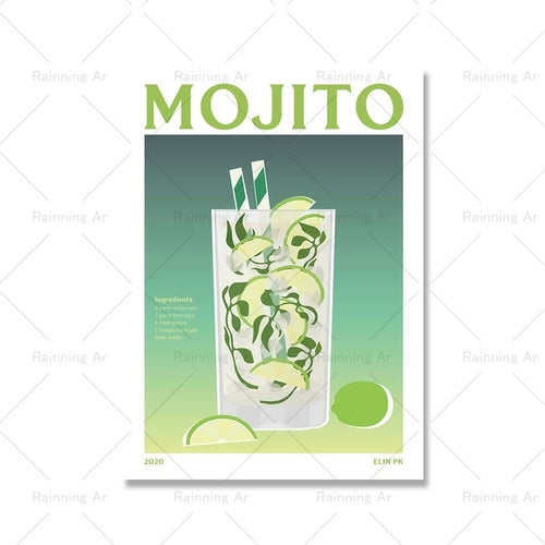 Cartoon Fruit Juice Aperol Spritz Posters And Print Sangria Drink
