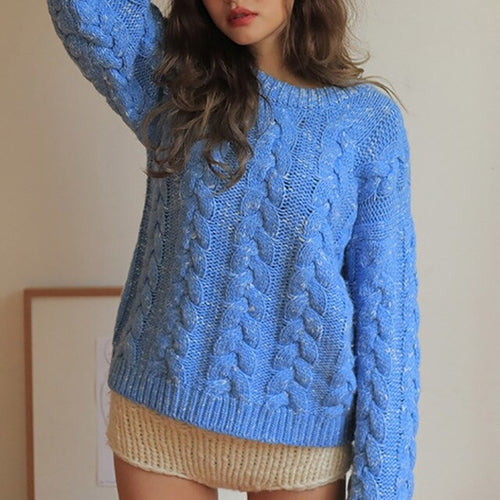 Casual Solid Sweater Women Winter Long