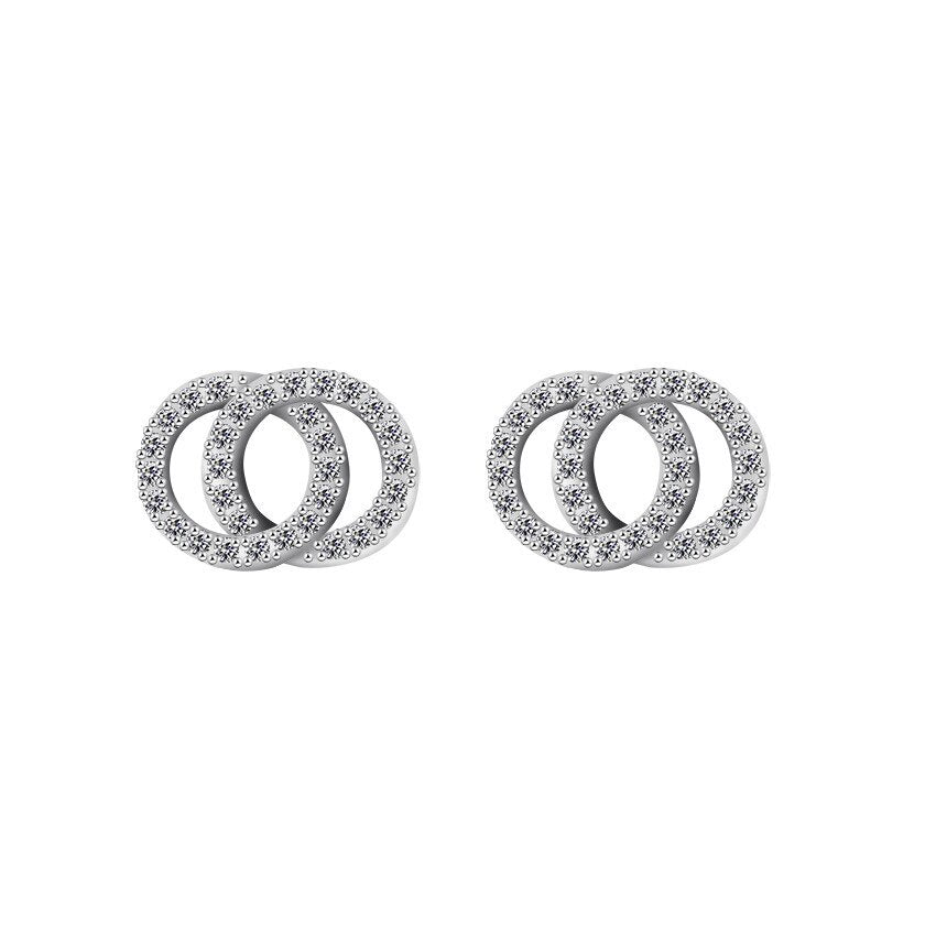 Charm Double Round Intertwined Stud Earrings Cubic