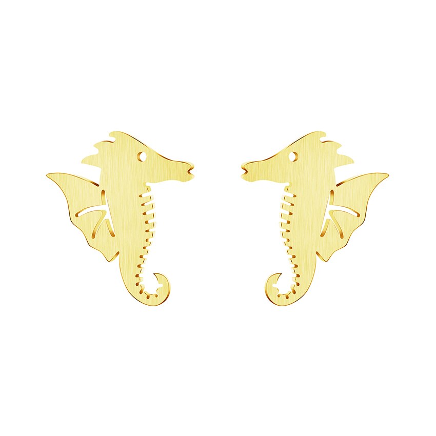 Charm Seahorse Earrings Stainless Steel Cute