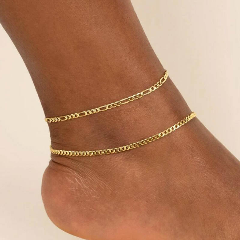 Chunky Figaro Chain Anklets For Women Punk Stainless Steel Silver
