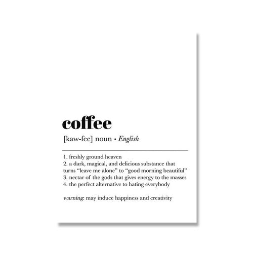 Kaffee-Zitat-Poster, Kaffeekultur, Wandkunst, Café-Shop