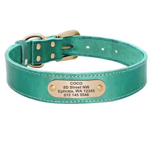 Custom Leather Dog Collar Leash Set Personalized Pet Collar Leash Free