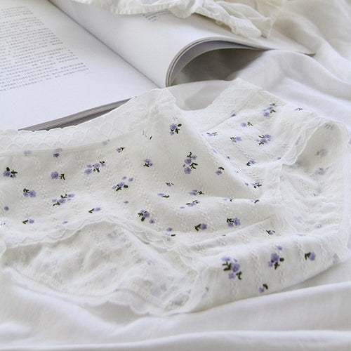 Damen Baumwollhöschen Blumen | Süßes lila Rüschenhöschen – süß