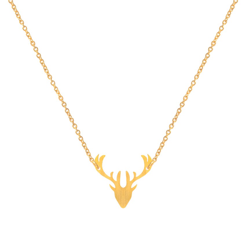 Dainty Elk Antler Pendant Necklace Stainless Steel
