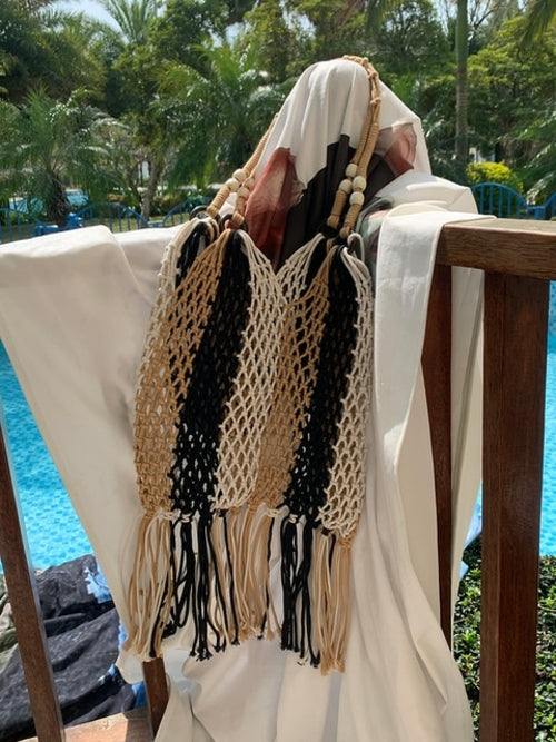 Bolso de red de ganchillo trenzado de diseñador Mujer Casual Tejido de viaje de verano