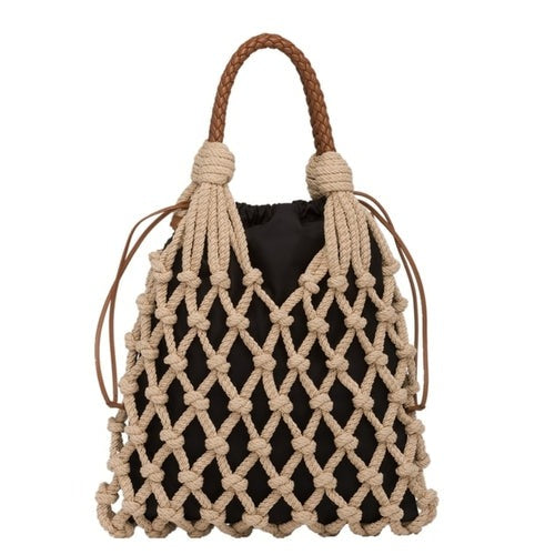 Designer Braided Crochet Net Bag Women Shoulder Bag Casual Summer