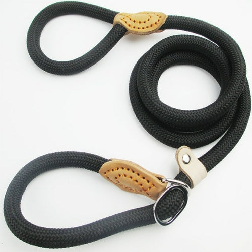 Dog Leash Slip Rope Lead Leash Heavy Duty Braided Rope Adjustable Loop