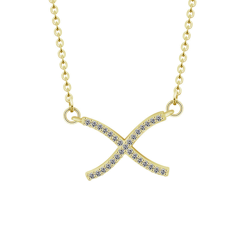 Elegante Choker-Halskette für Damen, klar, CZ-Kreuz X