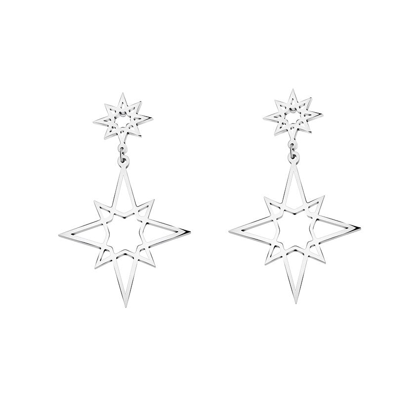 Exaggerated 3 Star Earring Stainless Steel