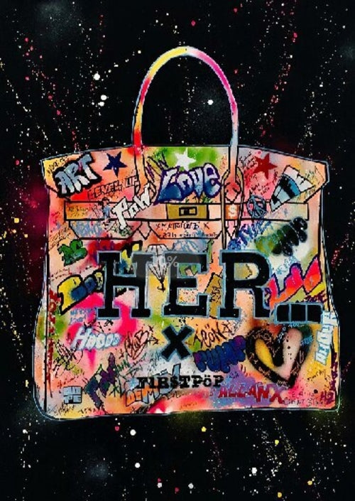 Berühmte Marke Damentasche, dekoratives Gemälde im Graffiti-Stil