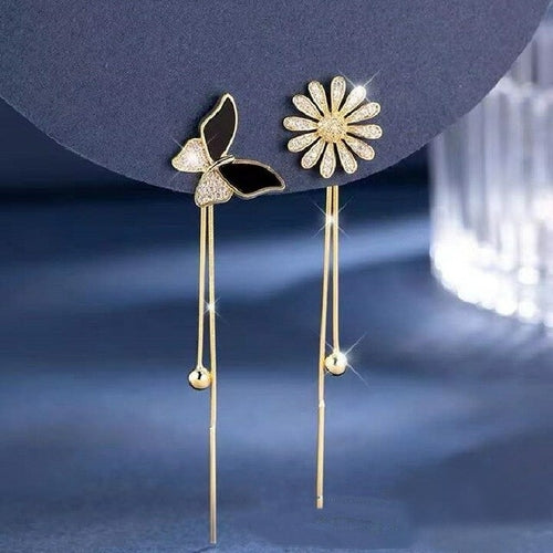 Daisy Flower Drop Pendant Hoop Earrings For Women Sweet