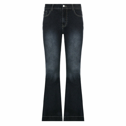 Flare Jeans Damenhose mit niedriger Taille Vintage Ästhetische Jeanshose
