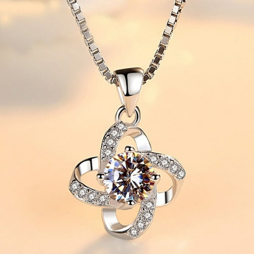 Vierblättriges Kleeblatt, Diamant-Anhänger, Kristall-Halskette, modisch, kurz