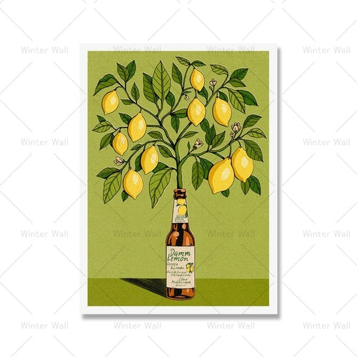 Obst Zitrone Orange Drucke Poster Pflanzen Blumen Leinwand Gemälde Wand