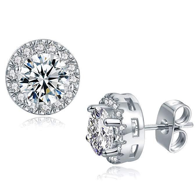 3.44 CTTW Halo Stud Earrings with  Elements