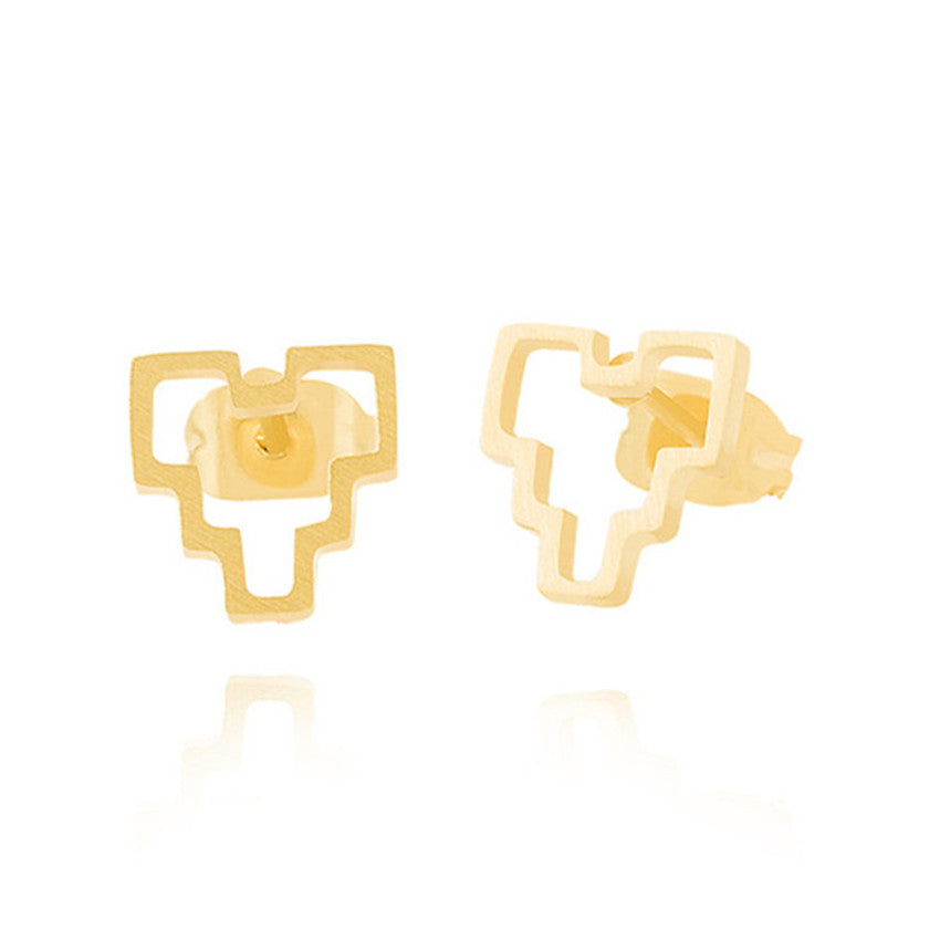 Geometric Hollows Out Stud Earrings Stainless