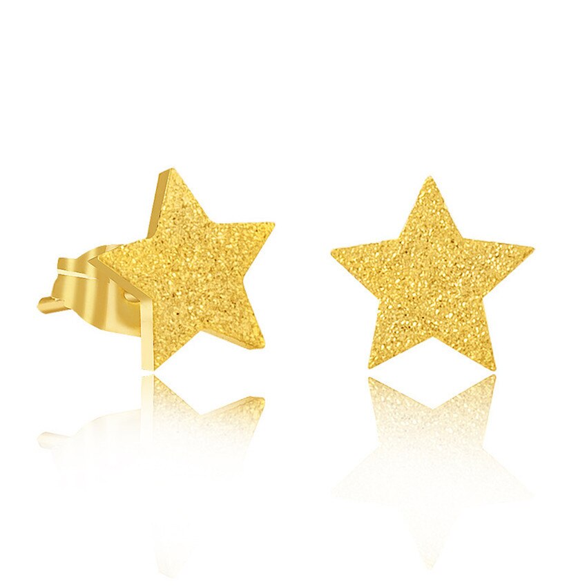 Gold Silver Color Star Stud Earrings Stainless